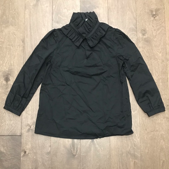 NWT - Tuckernuck Black Ruffle Neck Bouvier Blouse - XS - Picture 4 of 10